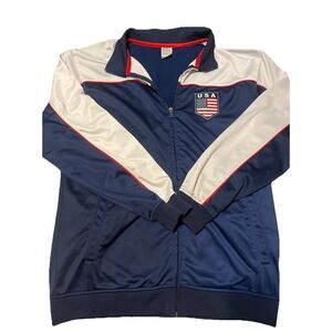 Vtg RX Rhinox USA Track Jacket Full Zip Red White Blue Women's XL Flag
